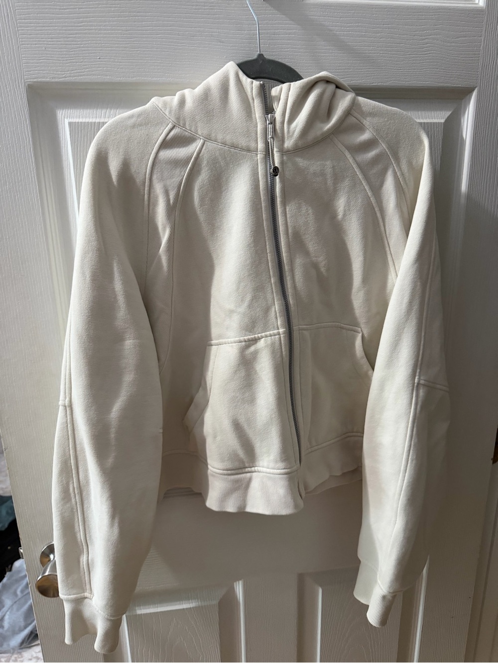 Cream Full-Zip Hooded Jacket for Women